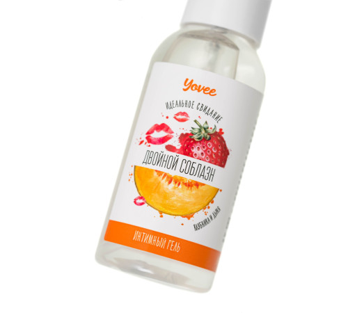 Съедобная гель-смазка Yovee «Двойной соблазн» с Д-пантенолом и вкусом клубники и дыни - 50 мл.