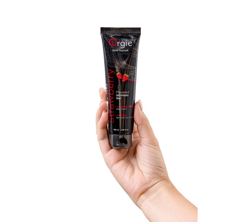 Интимный гель на водной основе Lube Tube Strawberry с клубничным вкусом - 100 мл.
