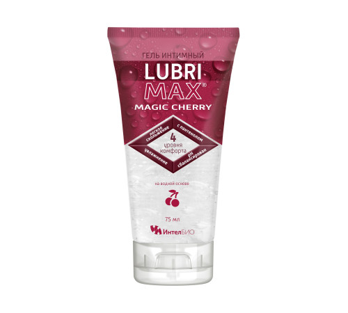 Интимный гель-смазка на водной основе Lubrimax Magic Cherry - 75 мл.