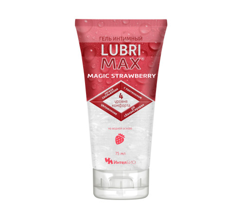 Интимный гель-смазка на водной основе Lubrimax Magic Strawberry - 75 мл.