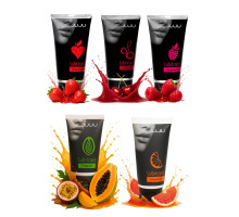 Набор из 5 съедобных лубрикантов JUJU (клубника, малина, тропические фрукты, вишня, грейпфрут)