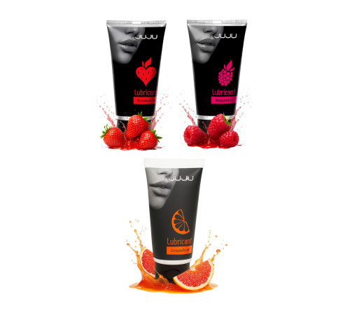 Набор из 3 съедобных лубрикантов JUJU (клубника, малина, грейпфрут)