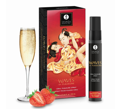 Оральный спрей Waves of Pleasure с ароматом клубники и шампанского - 20 мл.