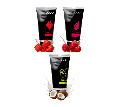 Набор из 3 съедобных лубрикантов JUJU (клубника, малина, кокос)