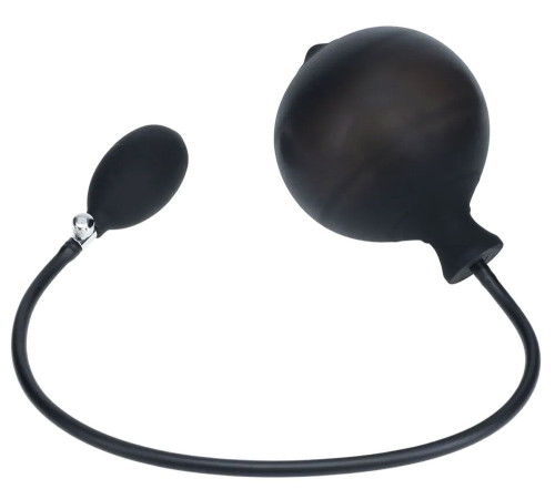 Черная анальная втулка с функцией расширения Ribbed Inflatable Silicone Anal Plug