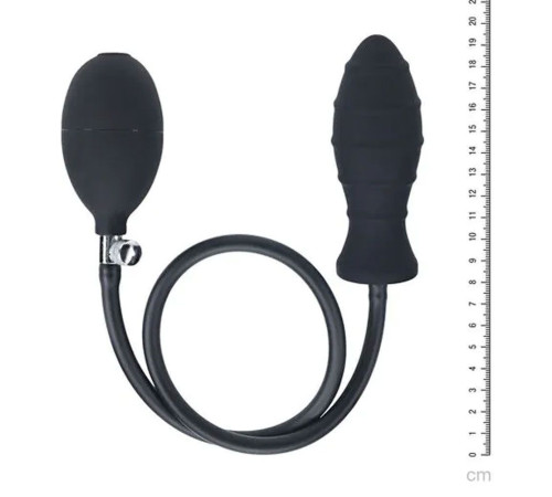 Черная анальная втулка с функцией расширения Ribbed Inflatable Silicone Anal Plug