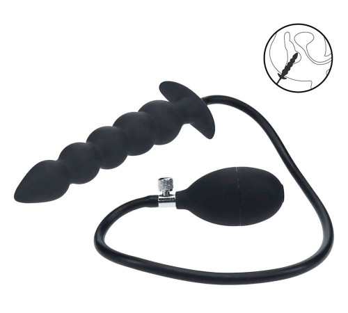 Черная анальная елочка с функцие расширения Beaded Inflatable Silicone Anal Plug