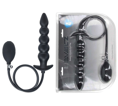 Черная анальная елочка с функцие расширения Beaded Inflatable Silicone Anal Plug