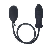 Черная анальная втулка с функцией расширения Ribbed Inflatable Silicone Anal Plug