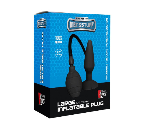 Чёрная анальная втулка с функцией расширения Large Inflatable Plug - 14,5 см.