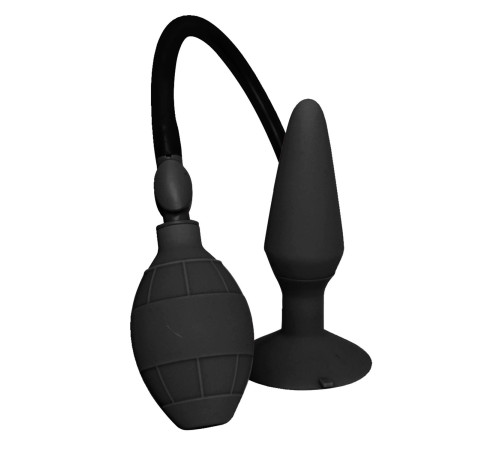 Чёрная анальная втулка с функцией расширения Large Inflatable Plug - 14,5 см.