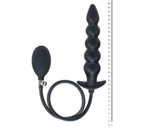 Черная анальная елочка с функцие расширения Beaded Inflatable Silicone Anal Plug