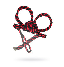 Черно-красные наручники-оковы ’’Узел-омега’’ из хлопковой веревки