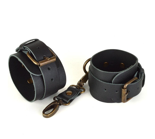 Черные кожаные наручники Ideal