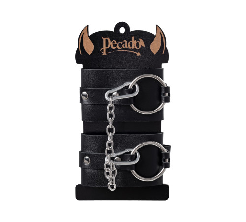 Черные оковы из толстой кожи с люверсами