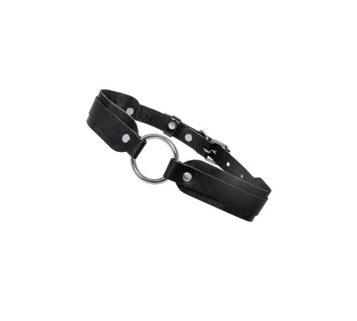 Черный кожаный чокер-ошейник со скруглёнными углами