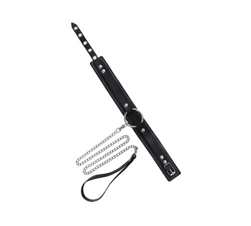 Кожаный ошейник-чокер с поводком