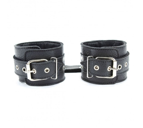 Чёрные наручники из кожи с пряжками