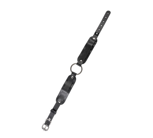 Черный кожаный чокер-ошейник со скруглёнными углами