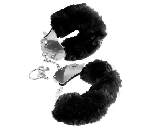 Металлические наручники Furry Love Cuffs с черным мехом
