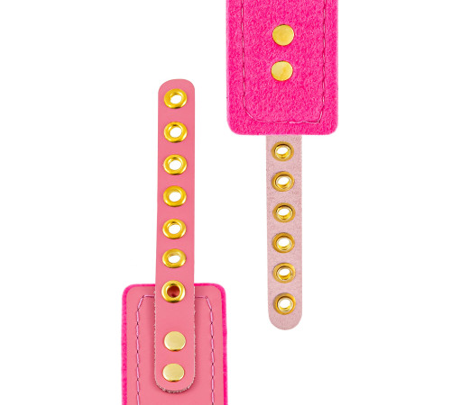 Розовый двуслойный кожаный ошейник с подкладкой из фетра