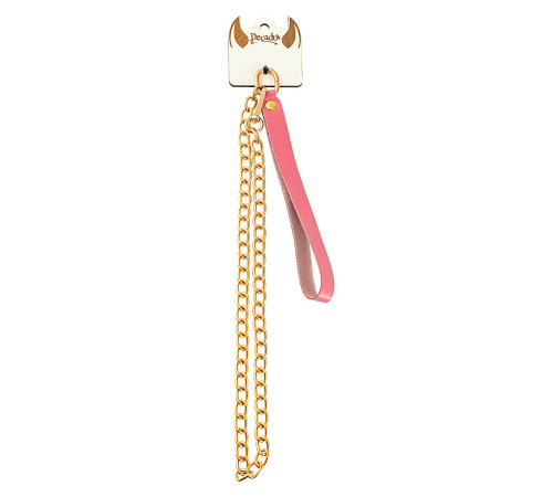 Розовый кожаный поводок с карабином для ошейника - 80 см.