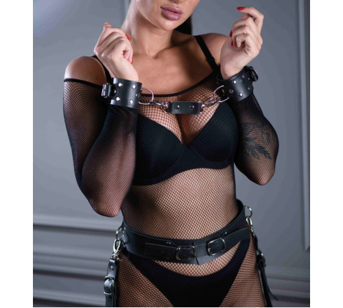 Черные кожаные наручники Sex Game