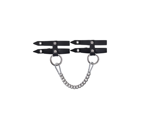 Черные однослойные кожаные оковы из двух ремешков