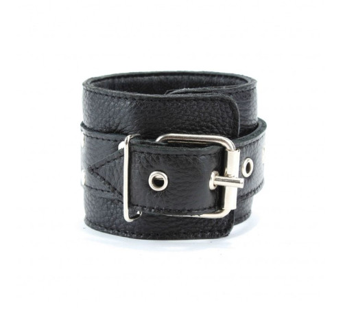 Чёрные наручники из кожи с пряжками