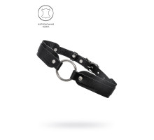 Черный кожаный чокер-ошейник со скруглёнными углами