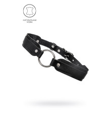 Черный кожаный чокер-ошейник со скруглёнными углами