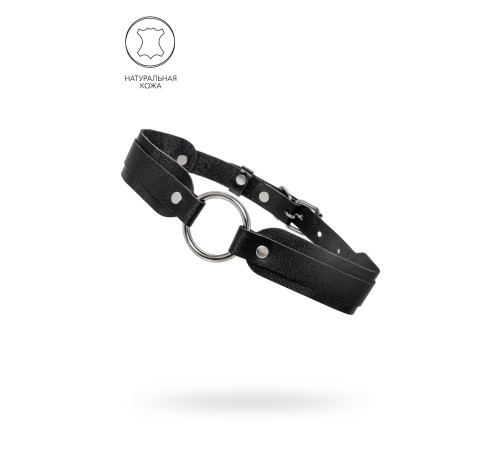 Черный кожаный чокер-ошейник со скруглёнными углами