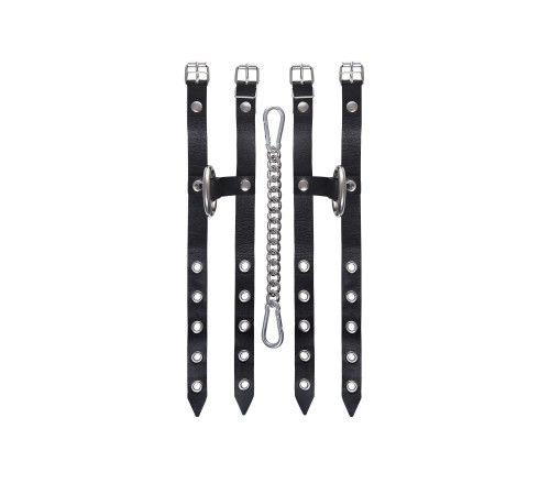 Черные однослойные кожаные оковы из двух ремешков