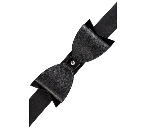 Черный кожаный чокер с бабочкой