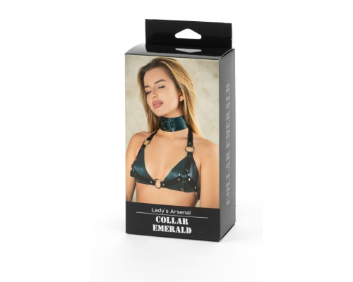 Заказать Изумрудный широкий ошейник с кольцом Collar Emerald Заказать Изумрудный широкий ошейник с кольцом Collar Emerald