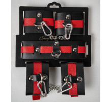 Черно-красный набор фиксаций: наручники, оковы и ошейник