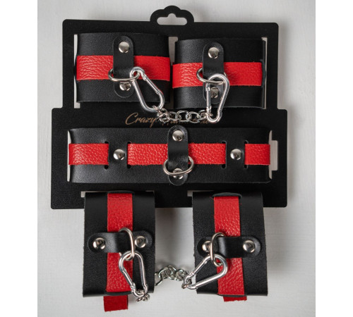 Черно-красный набор фиксаций: наручники, оковы и ошейник