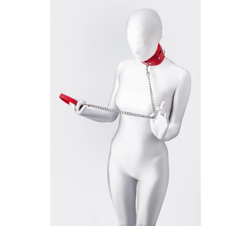 Красный ошейник с подкладкой из меха