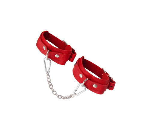 Красные кожаные узкие оковы со скруглёнными углами