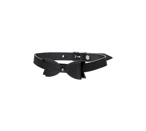 Черный кожаный чокер с бабочкой