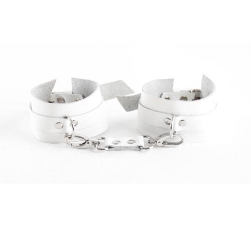 Белые наручники из натуральной кожи