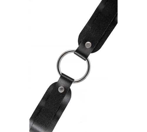 Черный кожаный чокер-ошейник со скруглёнными углами