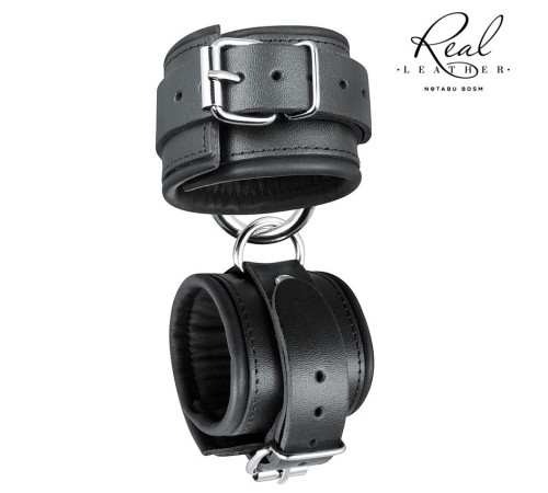 Черные широкие кожаные наручники