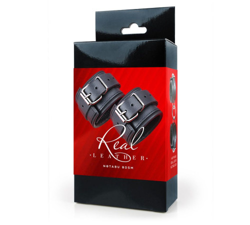 Черные широкие кожаные наручники