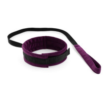 Фиолетово-черный ошейник My rules с поводком