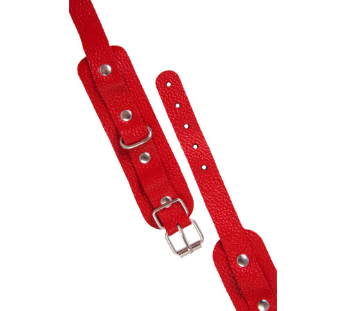 Красные кожаные узкие оковы со скруглёнными углами