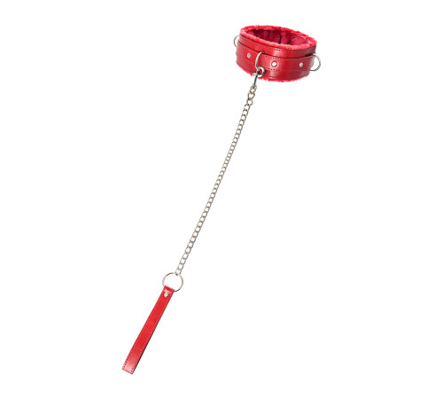 Красный ошейник с подкладкой из меха