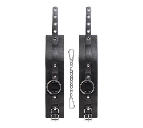 Черные оковы из толстой кожи с люверсами