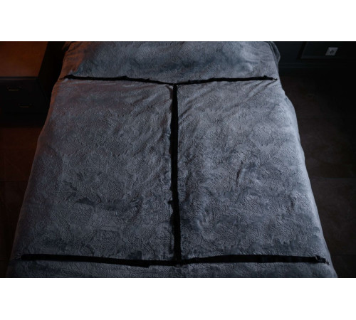 Черный кожаный набор фиксации на кровати Sex Game