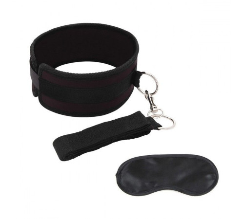 Черный ошейник с длинным поводком Collar and Leash Set Черный ошейник с длинным поводком Collar and Leash Set